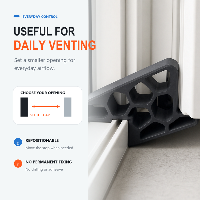 Secure Track Door Stop – Absorbs impact, reduces slamming & protects rails.  (offer)