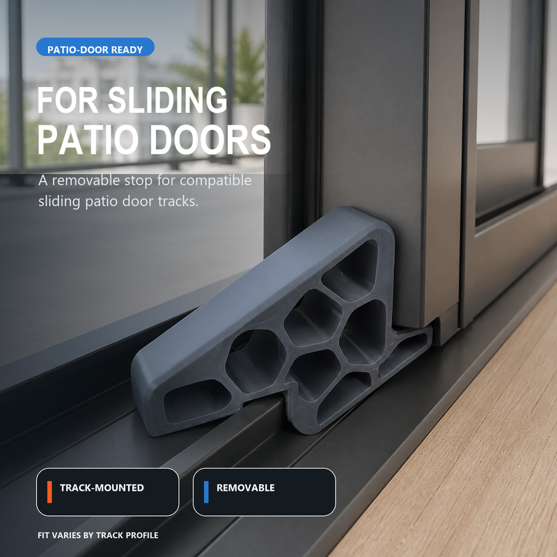 Secure Track Door Stop – Absorbs impact, reduces slamming & protects rails.  (offer)