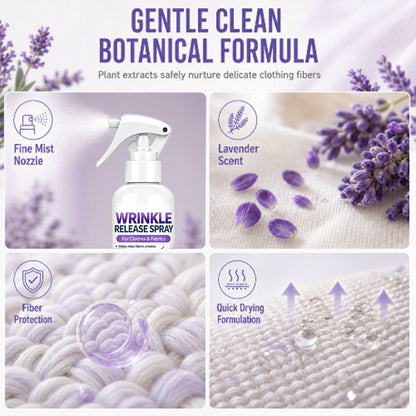 🥳2026 HOT SALE🥳💞50K+ SOLD! 💨👔 50% OFF! No Ironing Clothing Remover Spray – instantly smooths wrinkles, no heat needed. Gentle botanical formula, travel sizes. Look crisp anywhere! 🛡️✅