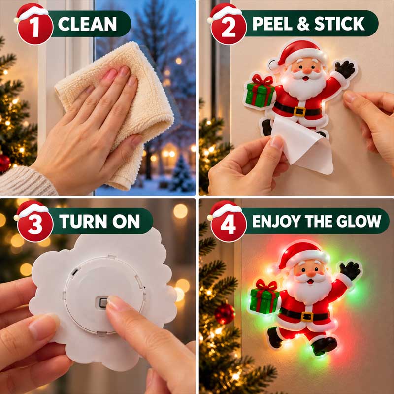 🥳2026 HOT SALE🥳💞50K+ SOLD! 🎄✨ 50% OFF! LED Christmas Light-Up Wall Decals – built-in LED, pre-installed batteries, 12/24/36pcs. Peel & stick festive glow for walls & windows! 🎅💡