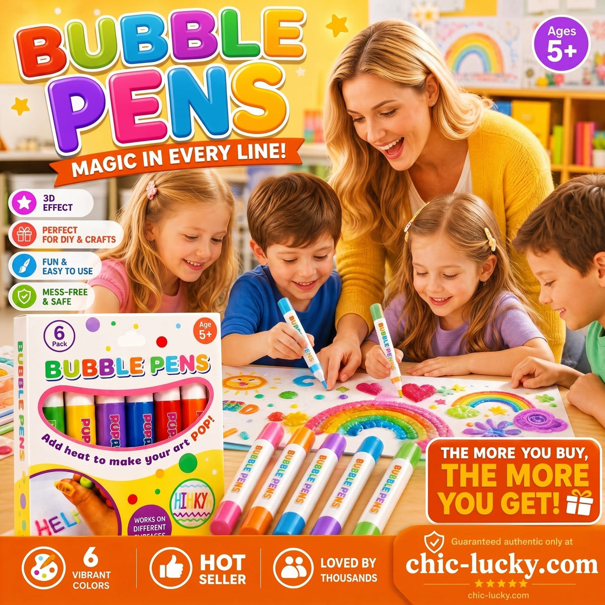 🎁🔮Magic Pen – Draw 3D with one stroke!🎄 DIY Bubble Popcorn Drawing Pens 🔥