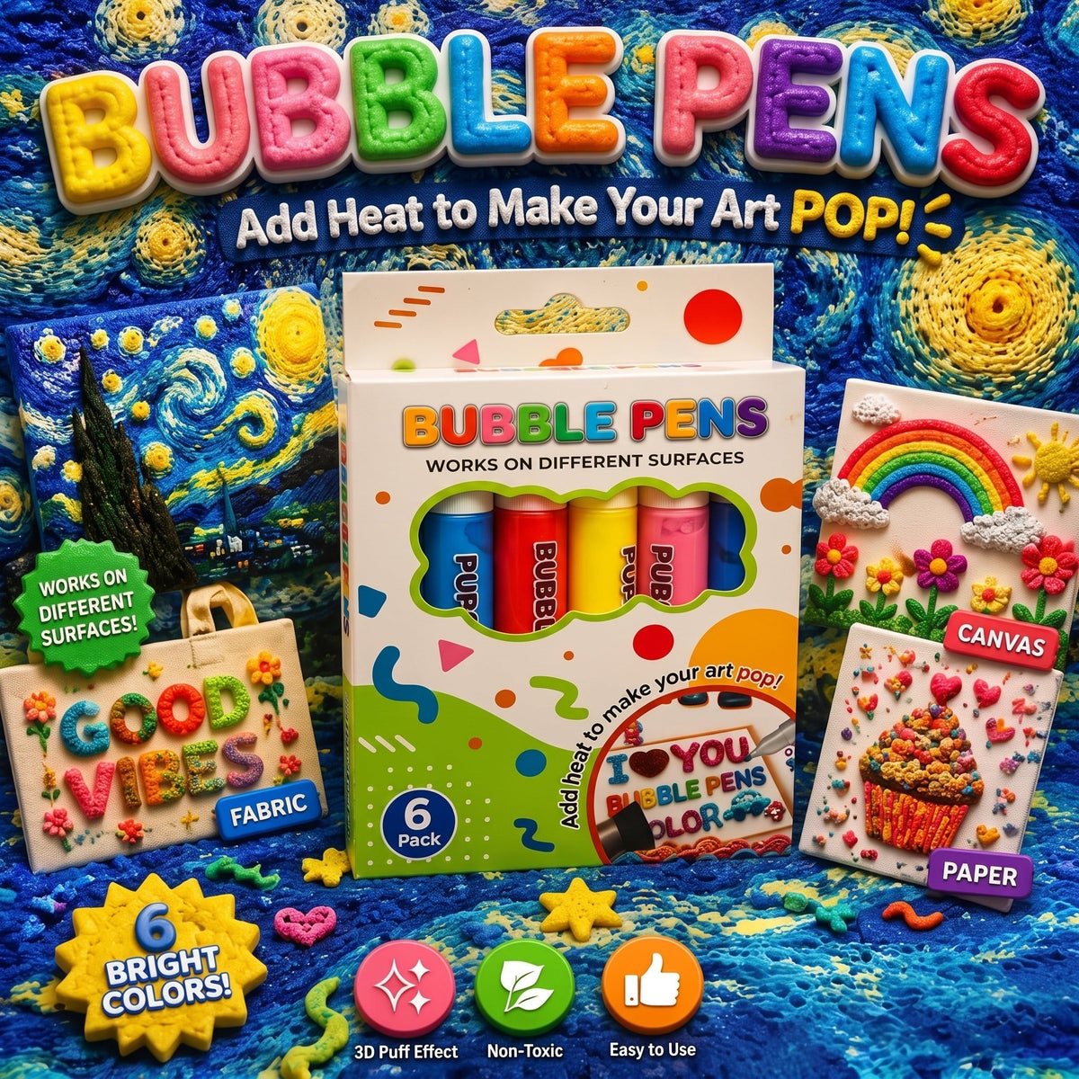 🎁🔮Magic Pen – Draw 3D with one stroke!🎄 DIY Bubble Popcorn Drawing Pens 🔥