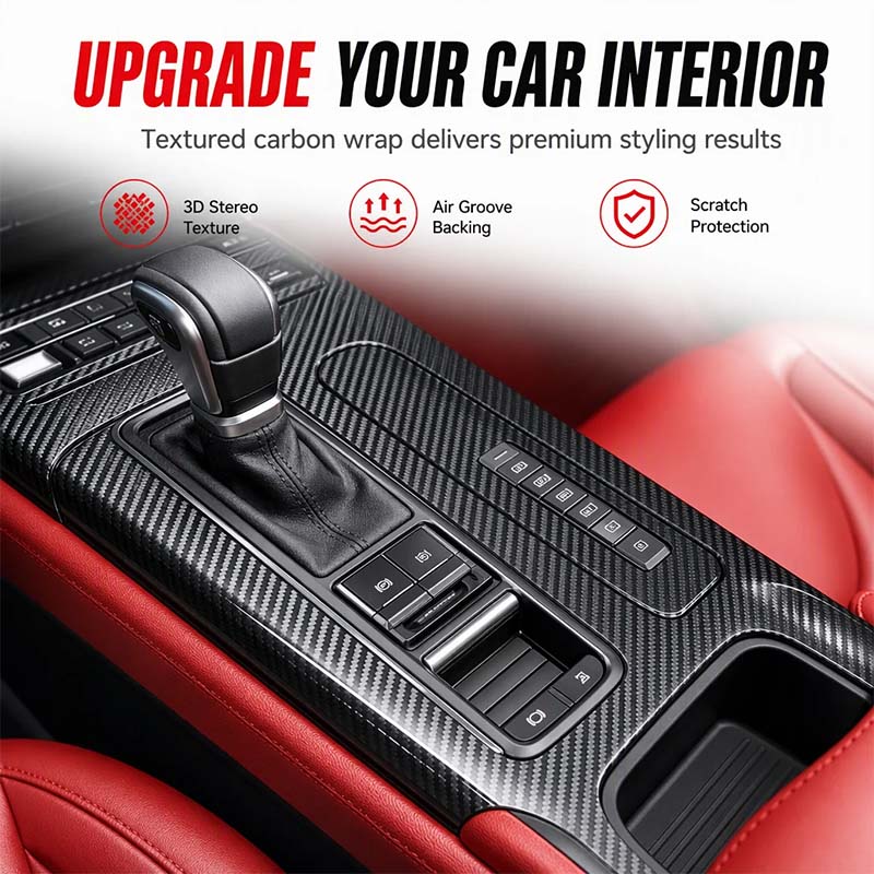 🚗 3D/6D Carbon Fiber Interior Trim Film – Self-Adhesive Car Wrap (offer)