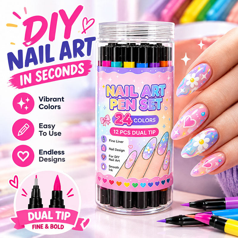 💅 24‑Colors Dual‑Ended Nail Art Pens‑DIY Manicure Drawing Set 🎨 (offer)