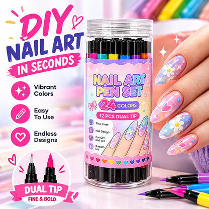 💅 24‑Colors Dual‑Ended Nail Art Pens‑DIY Manicure Drawing Set 🎨 (offer)