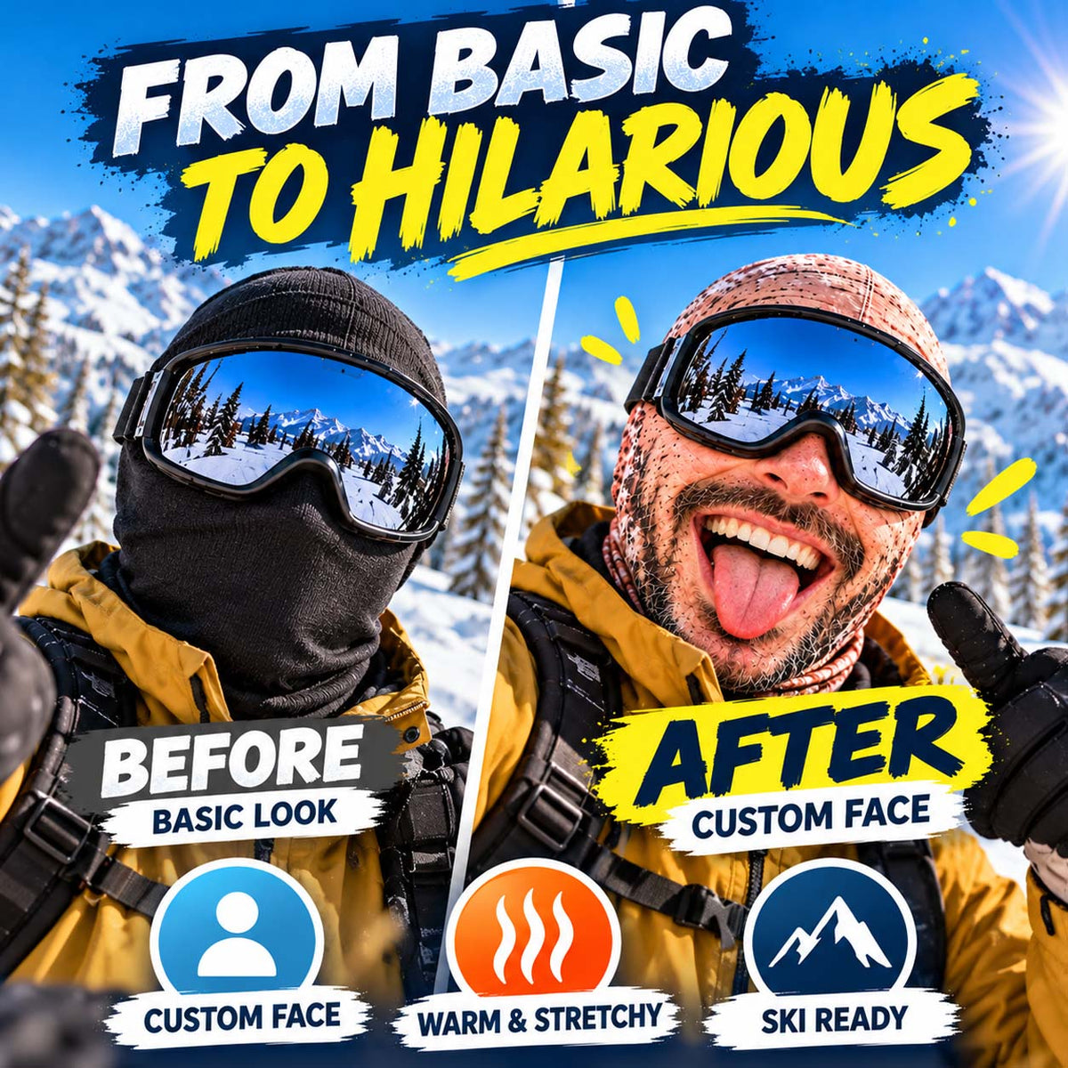 Funny Face Ski Lovers Gifts - Personalized Ski Mask (offer)
