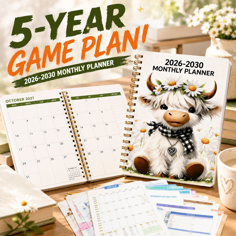 🐮 2026–2030 Monthly Planner ✨ Cute Highland Cow 5-Year Calendar (offer)