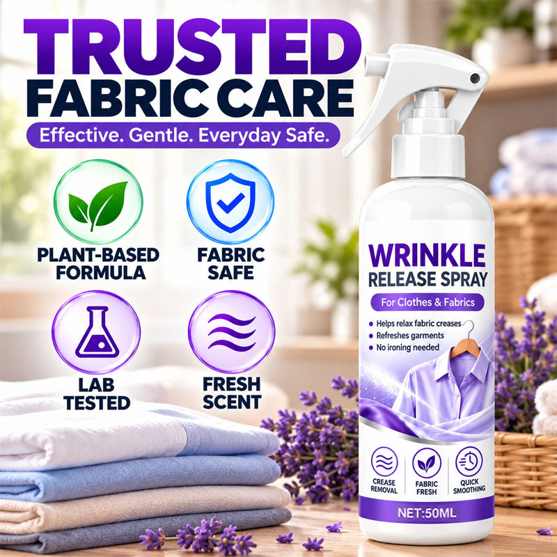 🥳2026 HOT SALE🥳💞50K+ SOLD! 💨👔 50% OFF! No Ironing Clothing Remover Spray – instantly smooths wrinkles, no heat needed. Gentle botanical formula, travel sizes. Look crisp anywhere! 🛡️✅