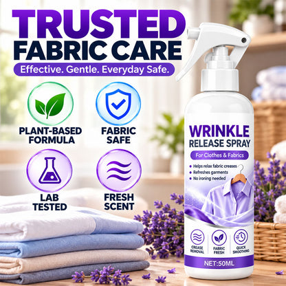 🥳2026 HOT SALE🥳💞50K+ SOLD! 💨👔 50% OFF! No Ironing Clothing Remover Spray – instantly smooths wrinkles, no heat needed. Gentle botanical formula, travel sizes. Look crisp anywhere! 🛡️✅