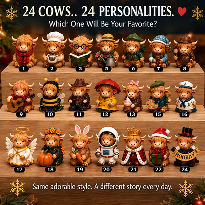 ⏳ Last Day 49% OFF –🐮24-Day Highland Cow Advent Calendar（offer）