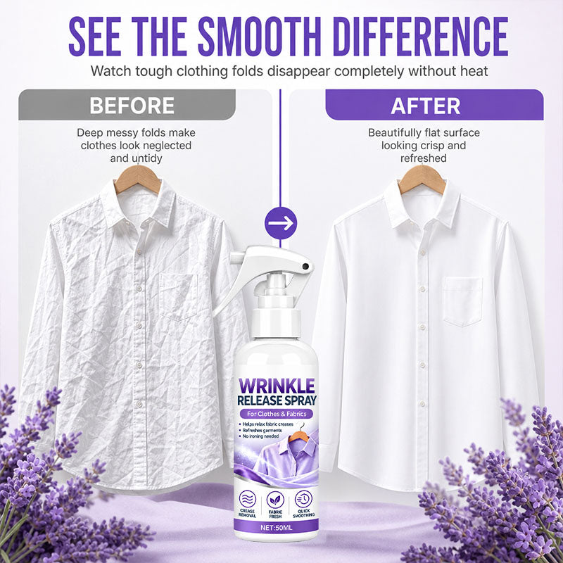 🥳2026 HOT SALE🥳💞50K+ SOLD! 💨👔 50% OFF! No Ironing Clothing Remover Spray – instantly smooths wrinkles, no heat needed. Gentle botanical formula, travel sizes. Look crisp anywhere! 🛡️✅