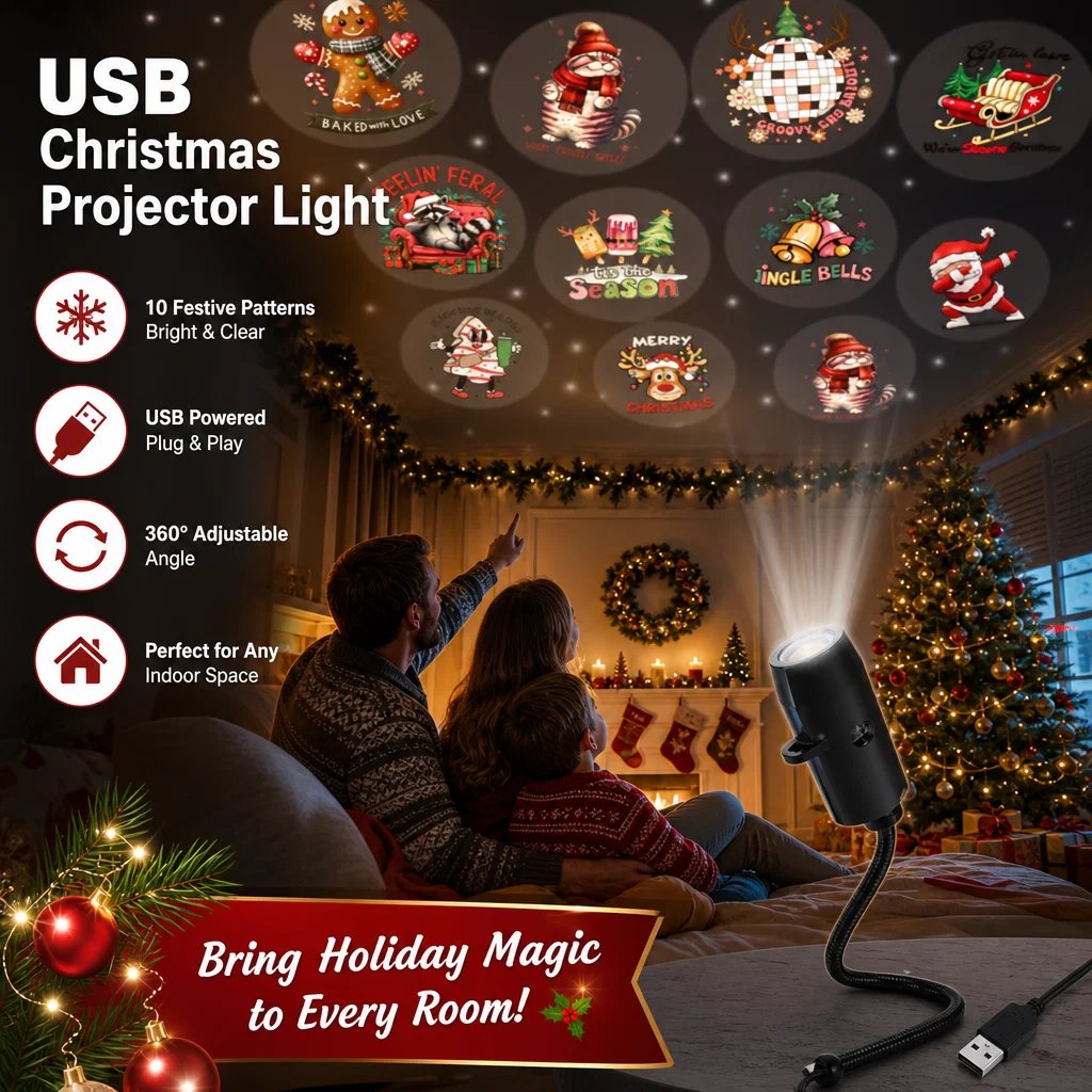✨Plug-&-Play HD Christmas Projector – 6 or 10 Festive Scenes (offer)