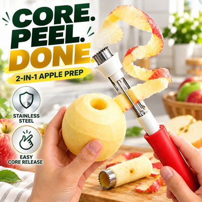 2 in 1 Apple Corer and Peeler, Apple Core Removal Tool, Stainless Steel Fruit Corer🍎