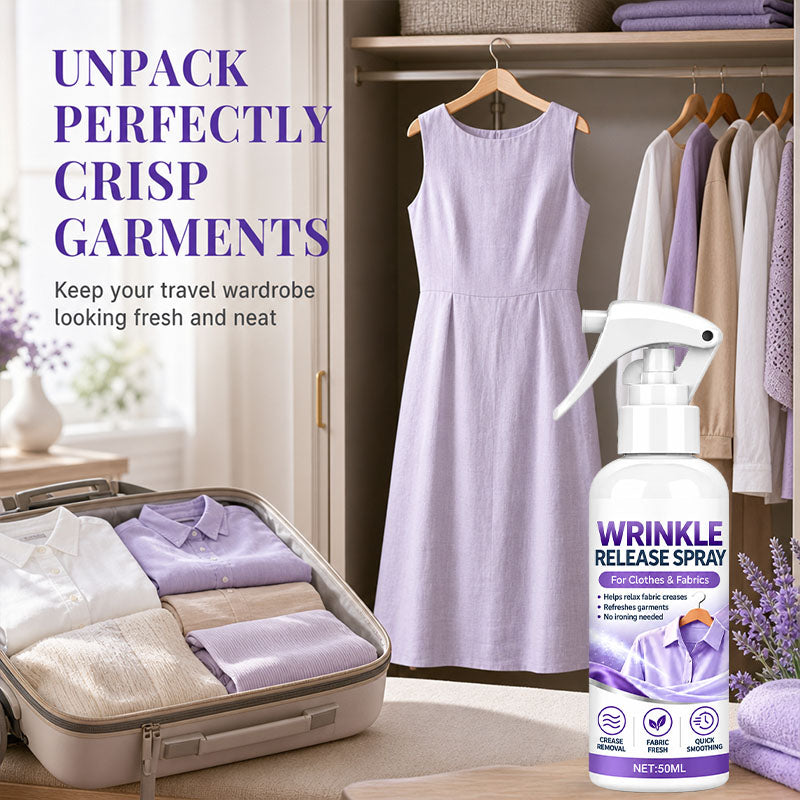 🥳2026 HOT SALE🥳💞50K+ SOLD! 💨👔 50% OFF! No Ironing Clothing Remover Spray – instantly smooths wrinkles, no heat needed. Gentle botanical formula, travel sizes. Look crisp anywhere! 🛡️✅