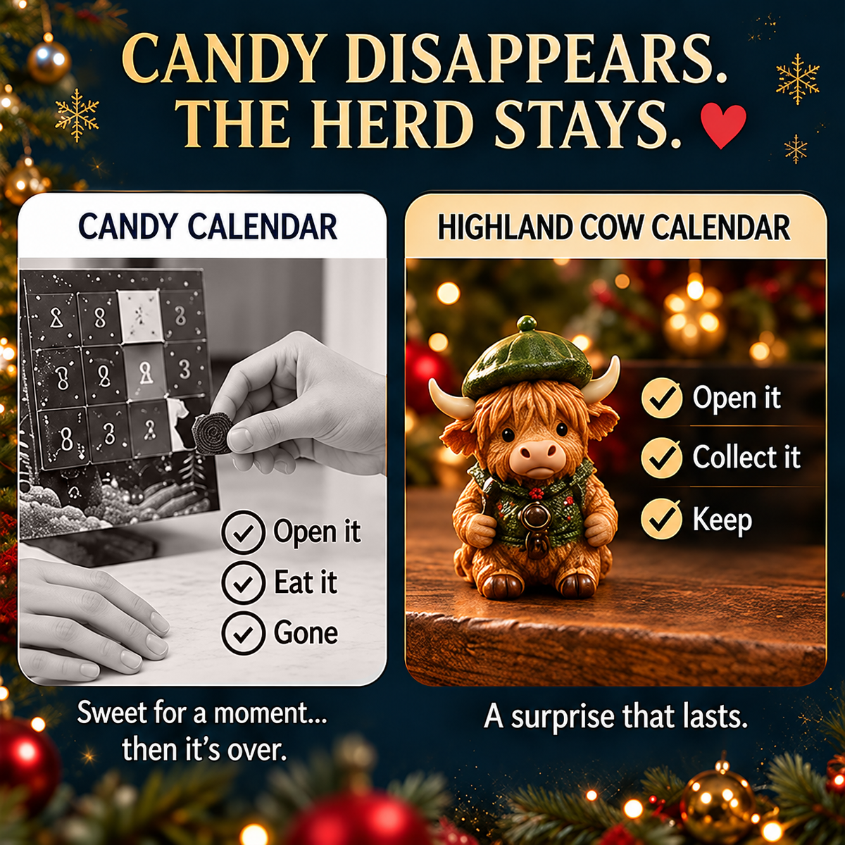 ⏳ Last Day 49% OFF –🐮24-Day Highland Cow Advent Calendar（offer）