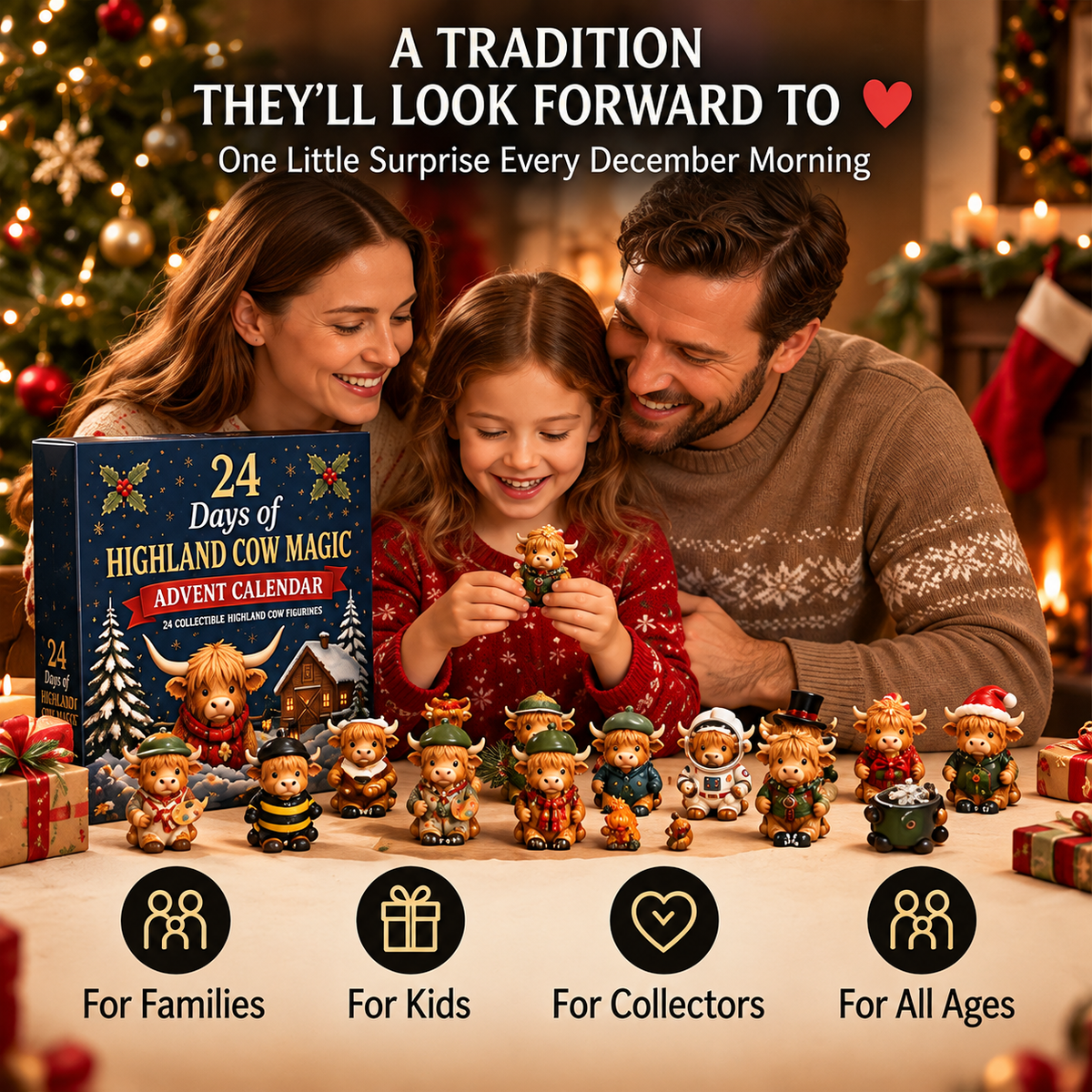 ⏳ Last Day 49% OFF –🐮24-Day Highland Cow Advent Calendar（offer）