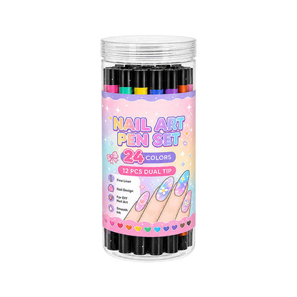 💅 24‑Colors Dual‑Ended Nail Art Pens‑DIY Manicure Drawing Set 🎨 (offer)