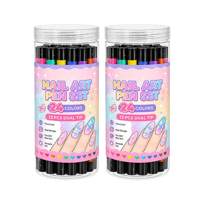 💅 24‑Colors Dual‑Ended Nail Art Pens‑DIY Manicure Drawing Set 🎨 (offer)