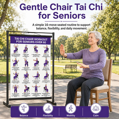 🔥Tai Chi Chair Workout Chart for Seniors (16 x 24 inches)