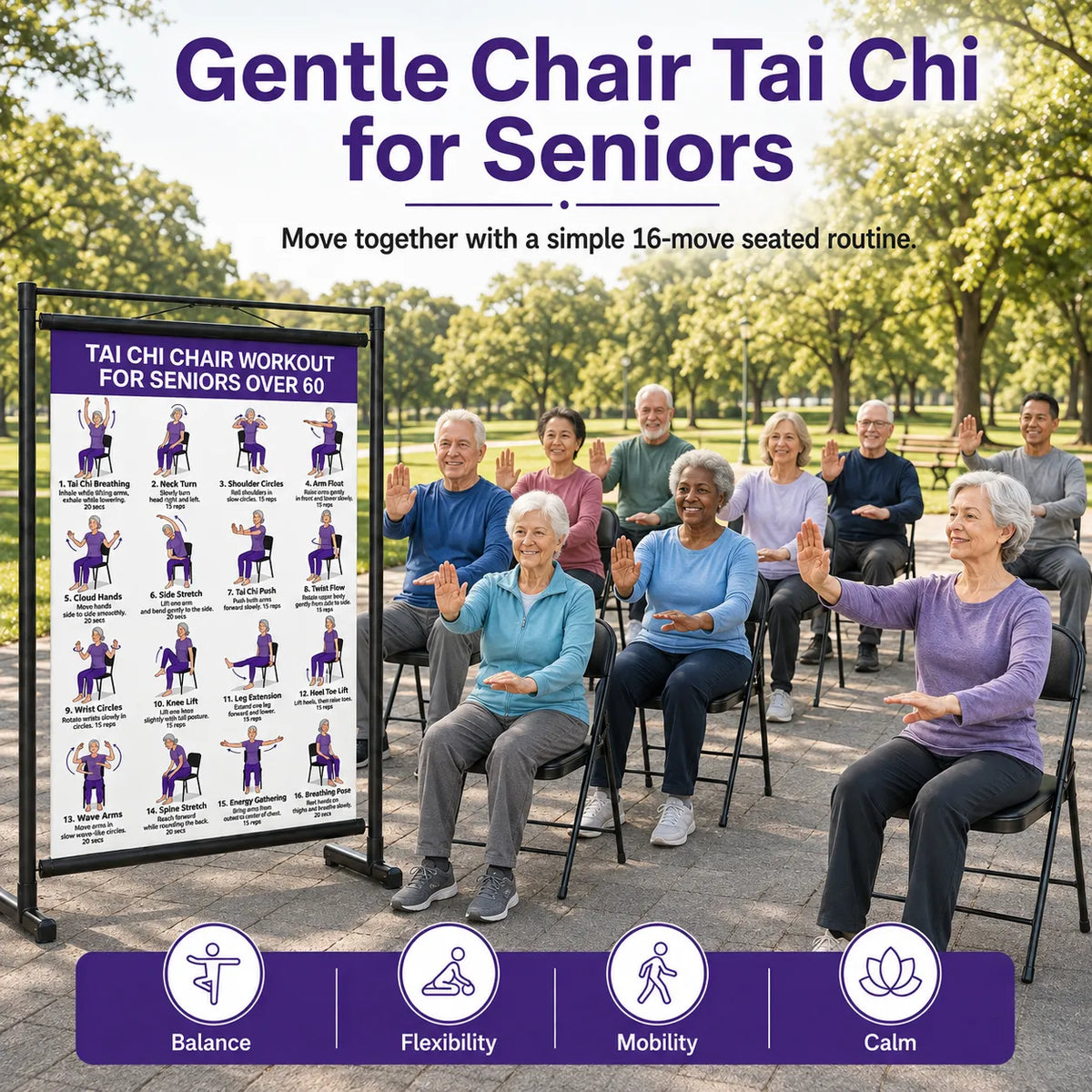 🔥Tai Chi Chair Workout Chart for Seniors (16 x 24 inches)