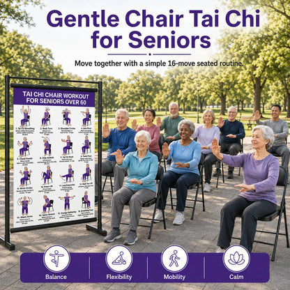 🔥Tai Chi Chair Workout Chart for Seniors (16 x 24 inches)