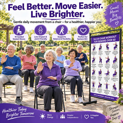 🔥Tai Chi Chair Workout Chart for Seniors (16 x 24 inches)