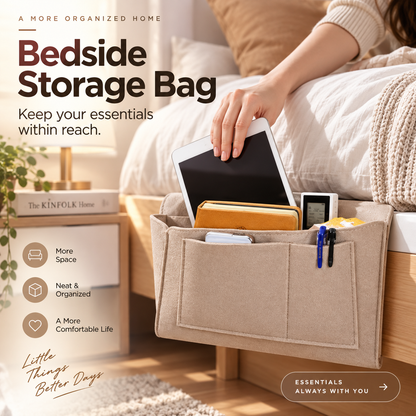 Bedside Hanging Storage Bag‑Multi‑Pocket Bed Caddy Organizer, (offer)