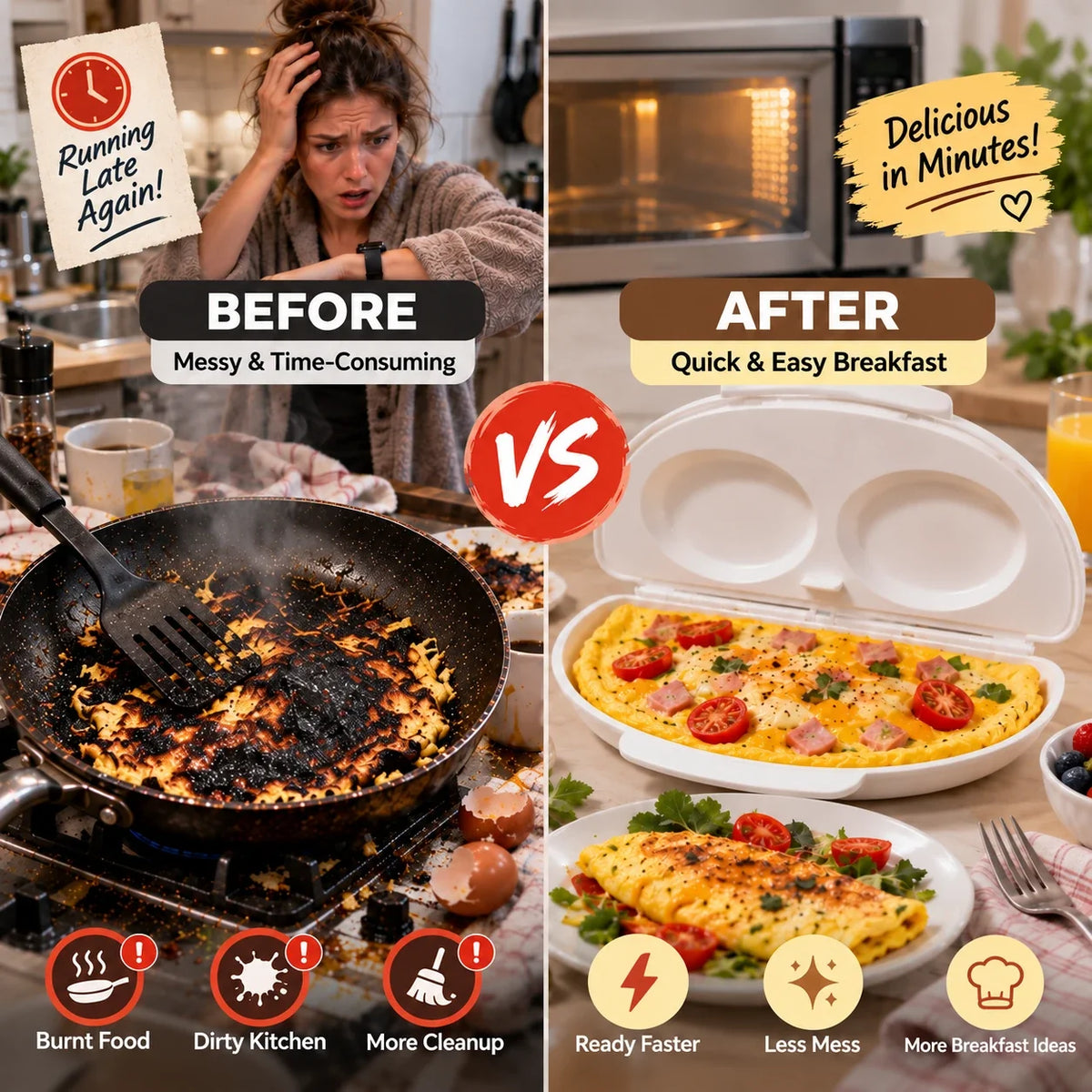🍳⚡ Microwave Omelet Cooker – 2-in-1 makes omelets & egg cups in minutes. Premium eco-friendly PP – safe, 🧼✅ (offer)