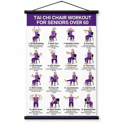 🔥Tai Chi Chair Workout Chart for Seniors (16 x 24 inches)