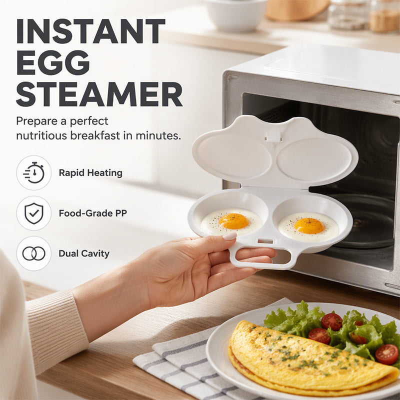 Microwave Egg Poacher ! Dual‑cavity, non‑stick & easy clean. Healthier than frying – stock up & save! 🏠✅ (offer)