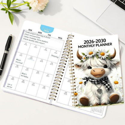 🐮 2026–2030 Monthly Planner ✨ Cute Highland Cow 5-Year Calendar (offer)