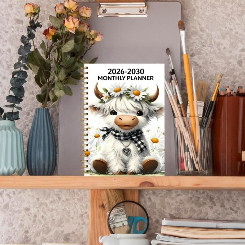 🐮 2026–2030 Monthly Planner ✨ Cute Highland Cow 5-Year Calendar (offer)