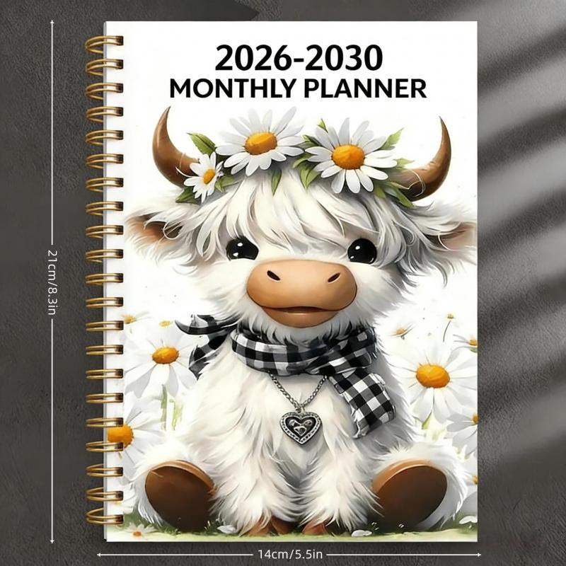 🐮 2026–2030 Monthly Planner ✨ Cute Highland Cow 5-Year Calendar (offer)