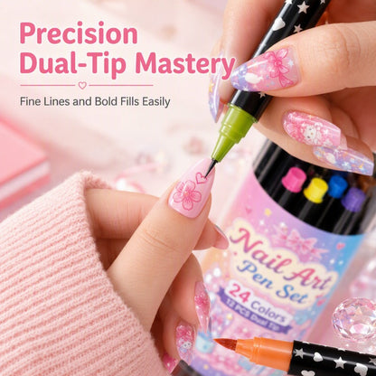 💅 24‑Colors Dual‑Ended Nail Art Pens‑DIY Manicure Drawing Set 🎨 (offer)
