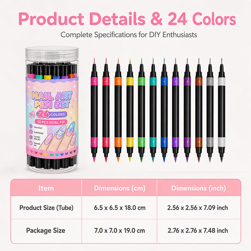 💅 24‑Colors Dual‑Ended Nail Art Pens‑DIY Manicure Drawing Set 🎨 (offer)