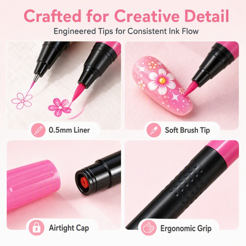 💅 24‑Colors Dual‑Ended Nail Art Pens‑DIY Manicure Drawing Set 🎨 (offer)