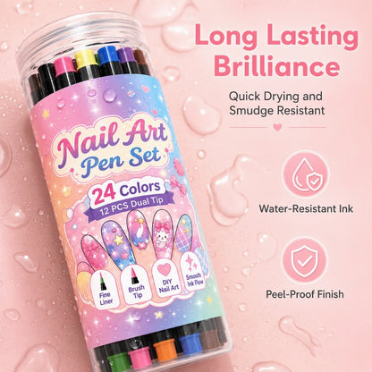 💅 24‑Colors Dual‑Ended Nail Art Pens‑DIY Manicure Drawing Set 🎨 (offer)