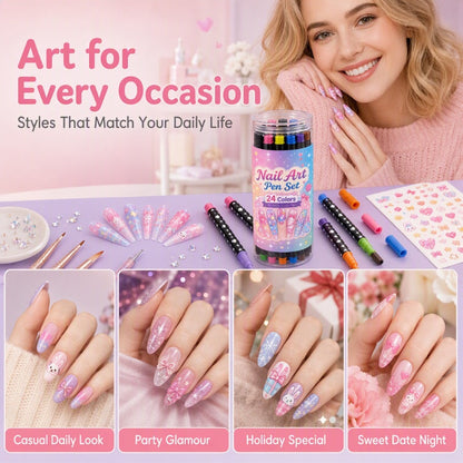 💅 24‑Colors Dual‑Ended Nail Art Pens‑DIY Manicure Drawing Set 🎨 (offer)