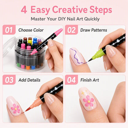 💅 24‑Colors Dual‑Ended Nail Art Pens‑DIY Manicure Drawing Set 🎨 (offer)