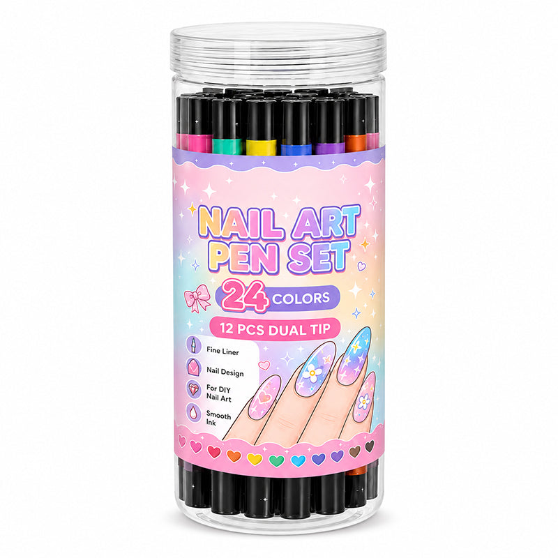💅 24‑Colors Dual‑Ended Nail Art Pens‑DIY Manicure Drawing Set 🎨 (offer)