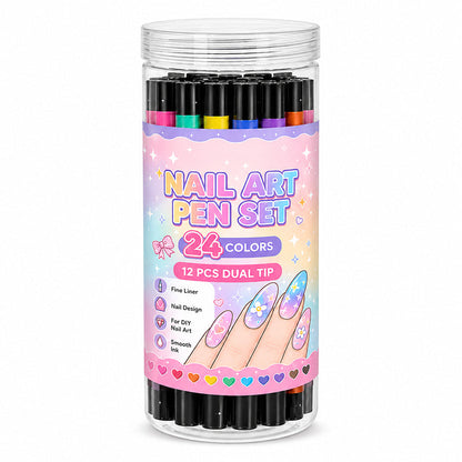 💅 24‑Colors Dual‑Ended Nail Art Pens‑DIY Manicure Drawing Set 🎨 (offer)