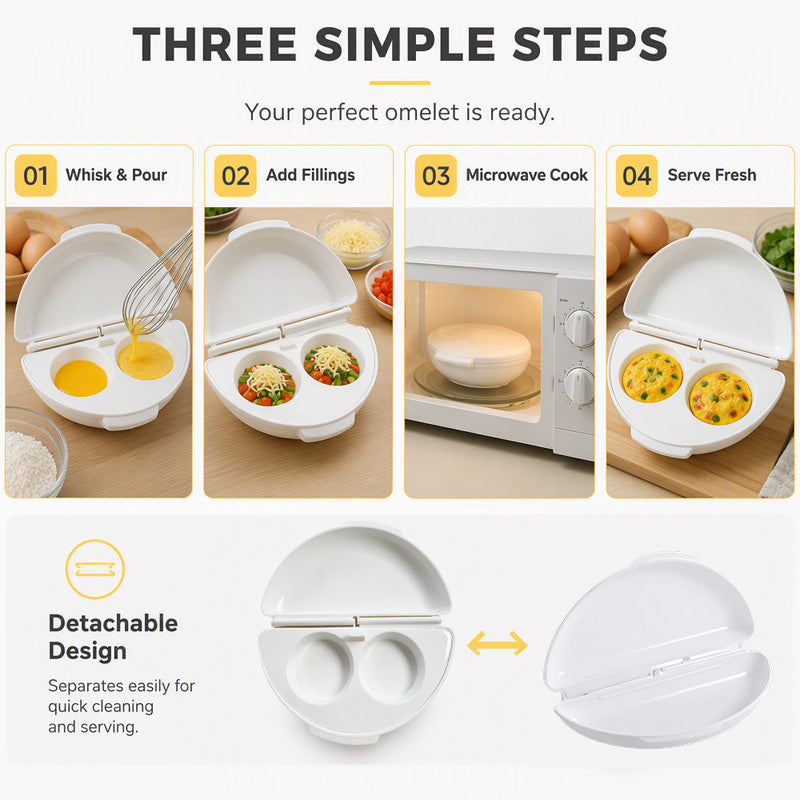 🥳2026 HOT SALE🥳💞50K+ SOLD! 🍳⚡ Microwave Omelet Cooker – 2-in-1 makes omelets & egg cups in minutes. Premium eco-friendly PP – safe, durable & BPA-free.Stock up for quick healthy breakfasts! 🧼✅