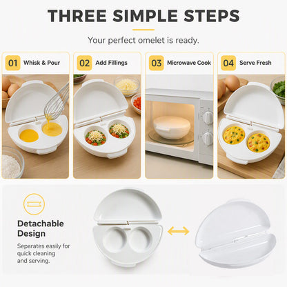 🥳2026 HOT SALE🥳💞50K+ SOLD! 🍳⚡ Microwave Omelet Cooker – 2-in-1 makes omelets & egg cups in minutes. Premium eco-friendly PP – safe, durable & BPA-free.Stock up for quick healthy breakfasts! 🧼✅