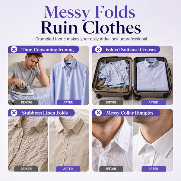 🥳2026 HOT SALE🥳💞50K+ SOLD! 💨👔 50% OFF! No Ironing Clothing Remover Spray – instantly smooths wrinkles, no heat needed. Gentle botanical formula, travel sizes. Look crisp anywhere! 🛡️✅