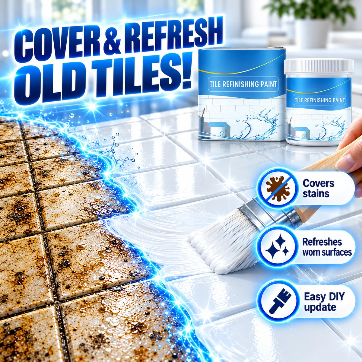 🎉 2026 HOT SALE 🎉 💖 50K+ SOLD!White Tile Refinishing Paint with Brush